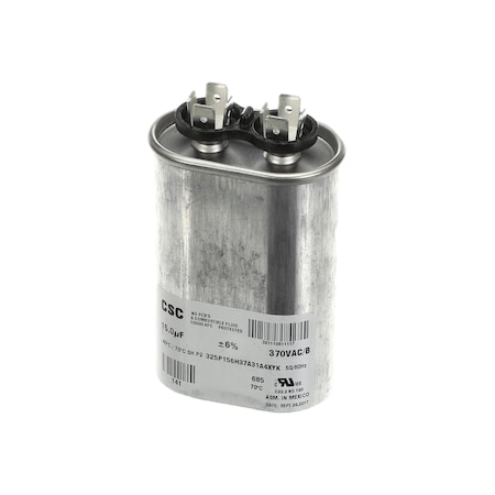 York Single Run Capacitor, 15Mfd, 370V, Oval S1-02425900000